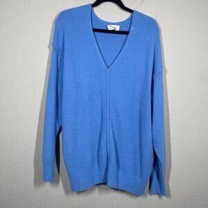 Wilfred Free Womens Small Hush Knit Sweater Blue Nylon V Neck Long Sleeves